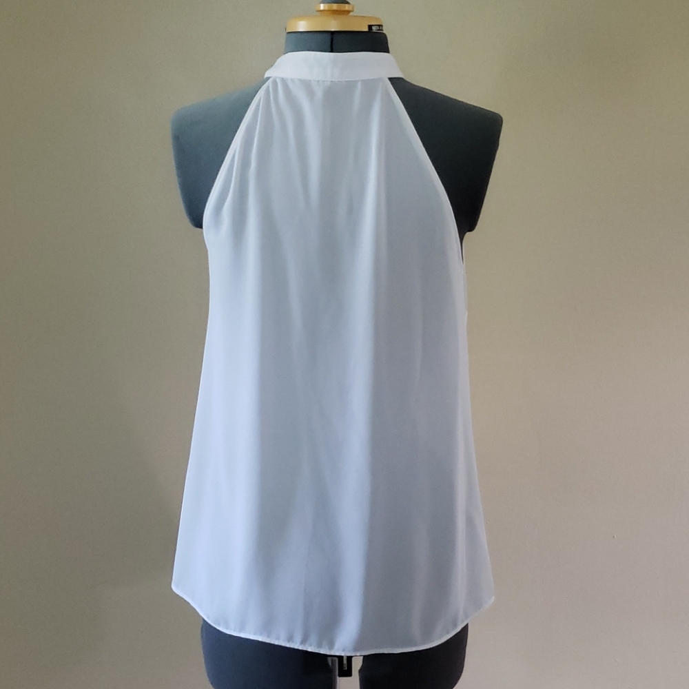 Embroidered White Sleeveless Blouse - Picture 3 of 4